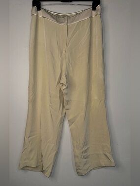 St. John Pale Cream Wide-Leg Dress Pants